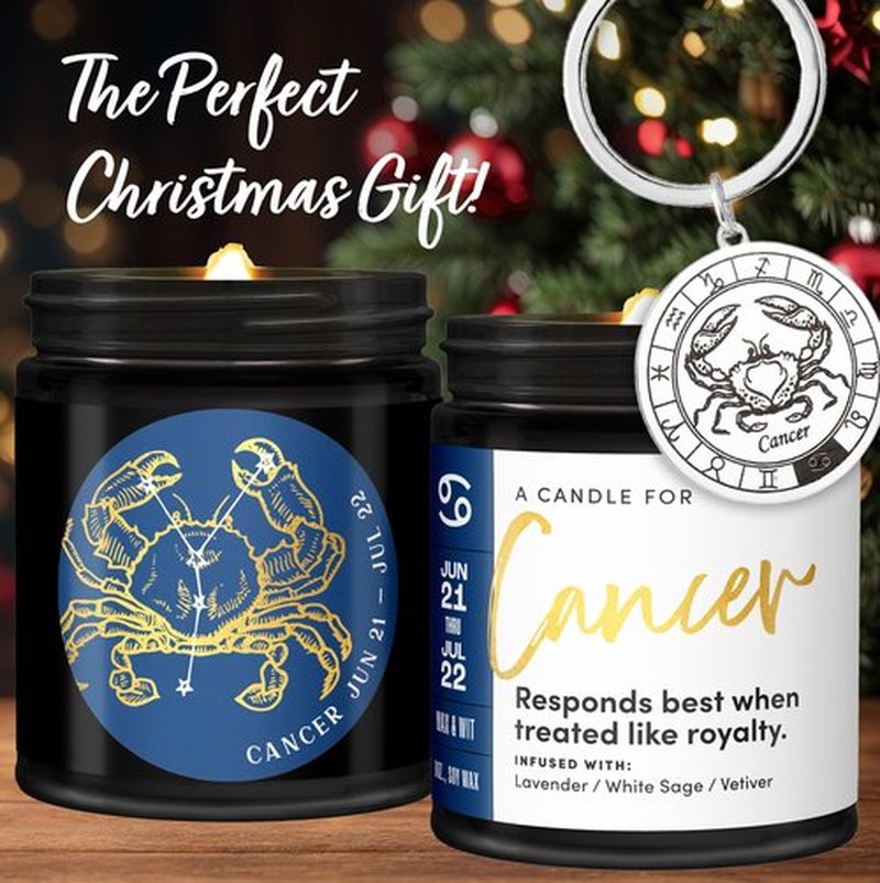 WAX & WIT Cancer Zodiac Gifts for Women, Astrology Gifts for Women, Zodiac Candles, Cancer Candle, June Birthday Gifts for Women, July Birthday Gifts for Women, Astrology Candle, Birthday Candle - 9oz