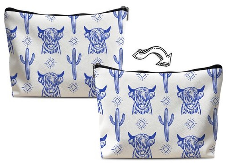 Lacosu Western Makeup Bag,Western Gifts For Women,Cow Makeup Bag,Cowgirl Stuff,Western Stuff For Women,Western Gifts,Cowgirl Gifts(Leather COW O)