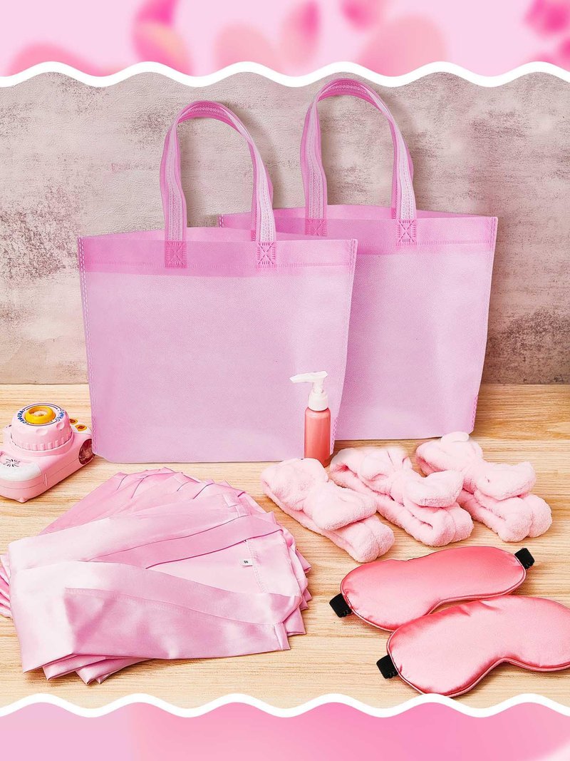Sintuff 24 Pcs Sleepover Party Supplies for Girls 6 Spa Robes for Girls Slumber Party 6 Tote Bags 6 Headbands 6 Spa Masks(Size 10,Pink)
