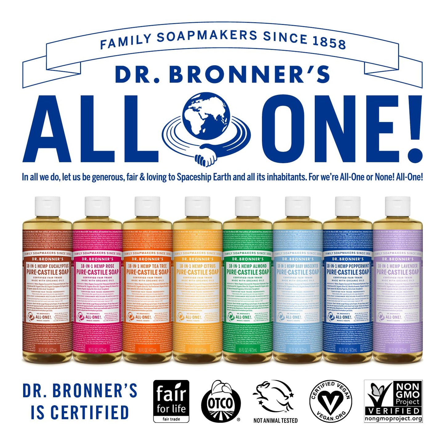 Dr. Bronner's Pure-Castile Magic Soap Liquid (Tea Tree, 16 Ounce, 2-Pack)-Made with Regenerative Organic Certified Oils, 18-in1 Uses: Face, Hair, Hand & Body Soap, Laundry- Concentrated, Vegan