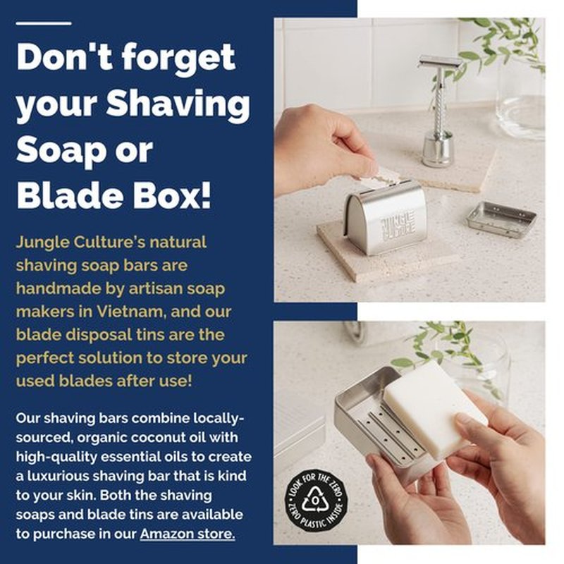 Jungle Culture Safety Razor with 10 Double Edge Blades • One Blade Metal Razors for Women & Men for Body & Face • Eco Friendly & Reusable Shaver • Sapphire Blue
