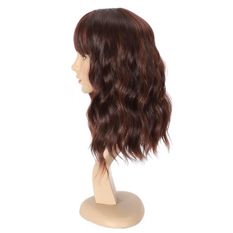 Ucubb Short Curly Wigs with Bangs for Women 14 Inches Wavy Bob Wig Synthetic Heat Resistant Fiber Wigs