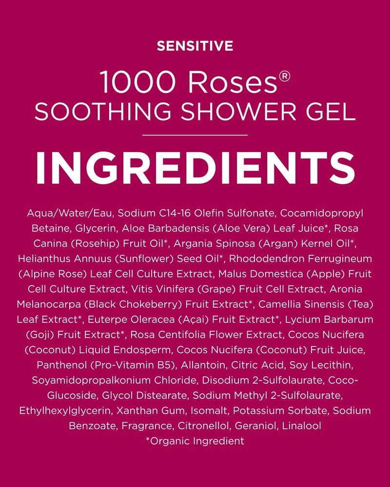 Andalou Naturals 1000 Roses Shower Gel Body Wash | Hydrating Daily Foam Cleanser With Argan Oil, Coconut Water, and Aloe Vera | Gentle and Soothing for Sensitive Skin | 8.5 fl oz