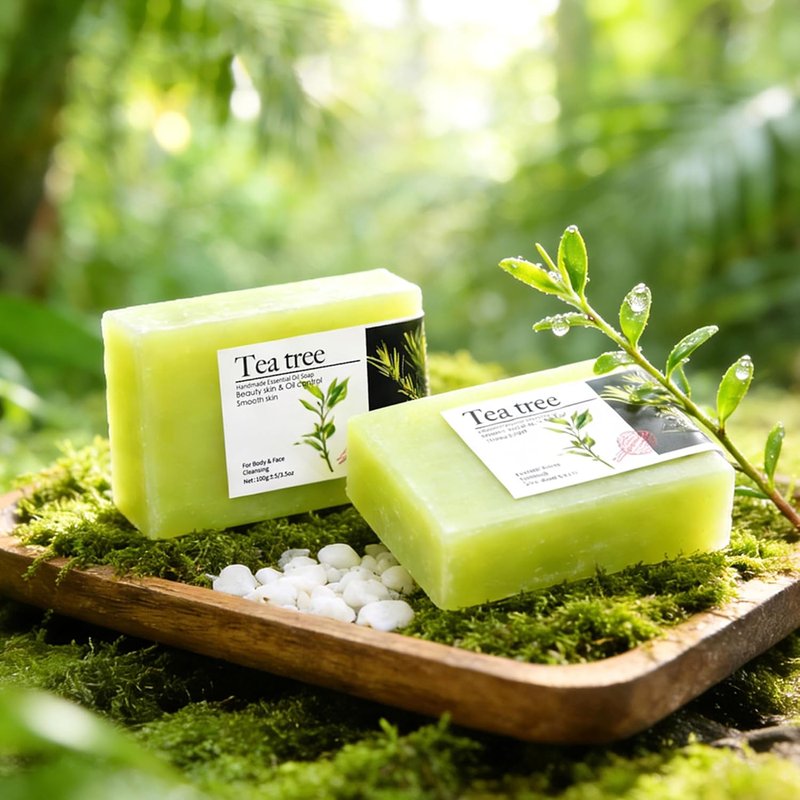 Handmade Essential Oil Soap - Exfoliating & Moisturizing Tea Tree Cleansing Bar for All Skin Types | Deep Cleansing Face & Body Wash