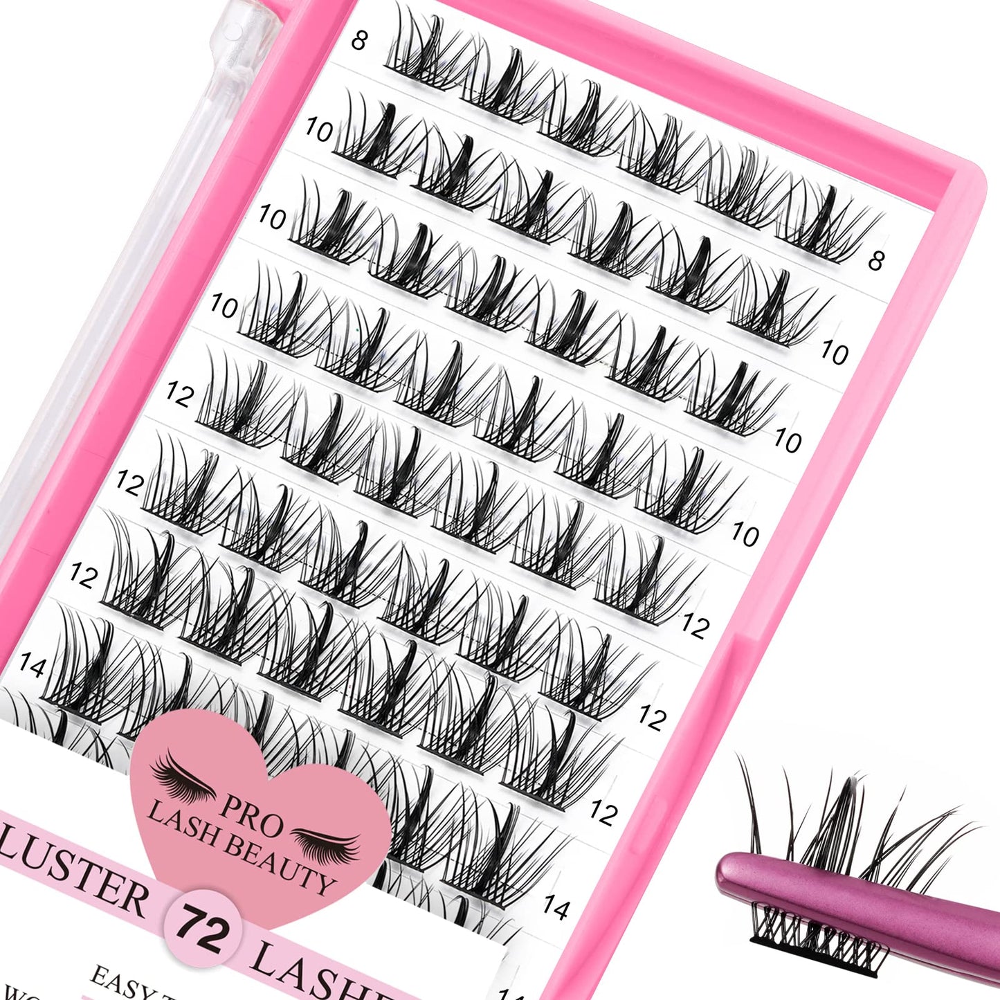Lash Clusters 72 Pcs Cluster Lashes Manga Lashes Little Devil Eyelash Clusters Individual Cluster Eyelashes Self-Application Super Thin Band Reusable Soft & Comfortable(Dazzle-D-8-16mix)