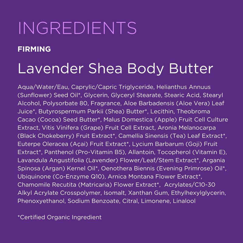 Andalou Naturals Body Butter, Lavender Firming Cream,8 Oz, Shea Butter, Cocoa Butter & Primrose Oil, Body Moisturizer for Dry Skin, Vegan