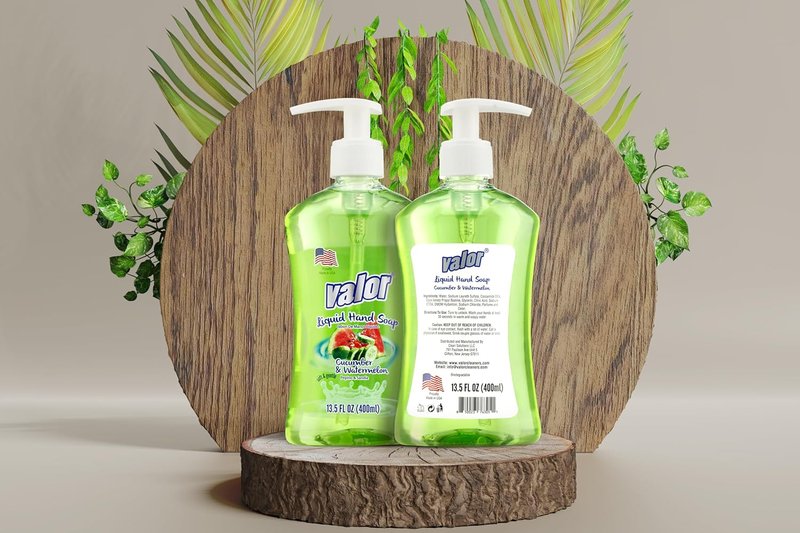 Valor Moisturizing Liquid Hand Soap - Cucumber & Watermelon Scent | 13.5 Fl Oz, Pack of 6 - All Skin Types