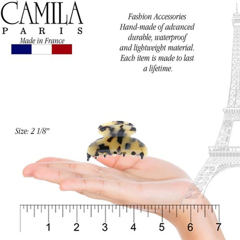 Camila Paris CP3060 French Hair Clip for Women, Handmade, Ivory Tokyo, Small, Girls Hair Claw Clips Jaw, Durable Styling Hair Accessories for Women, Strong Hold Grip, Made in France