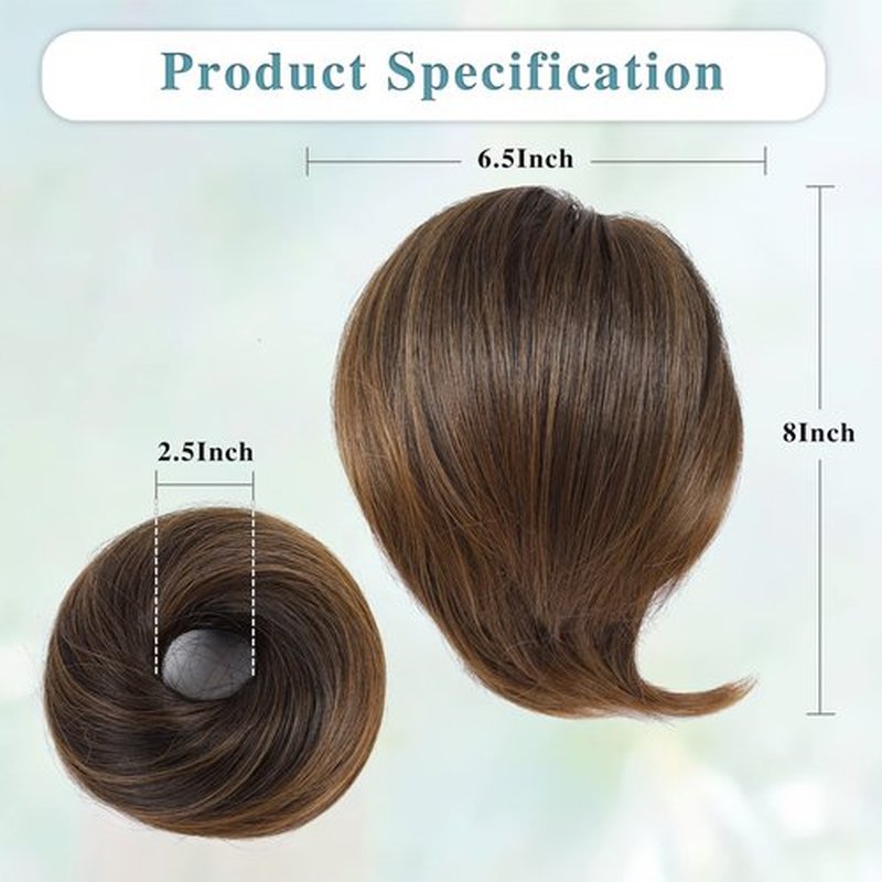 HSLHDI Messy Hair Bun Hair Piece for Women Short Bun Tousled Synthetic Elastic Scrunchies Hairpiece for Women Girls (1-1pcs, 2/30#-Light Black mix light auburn)…
