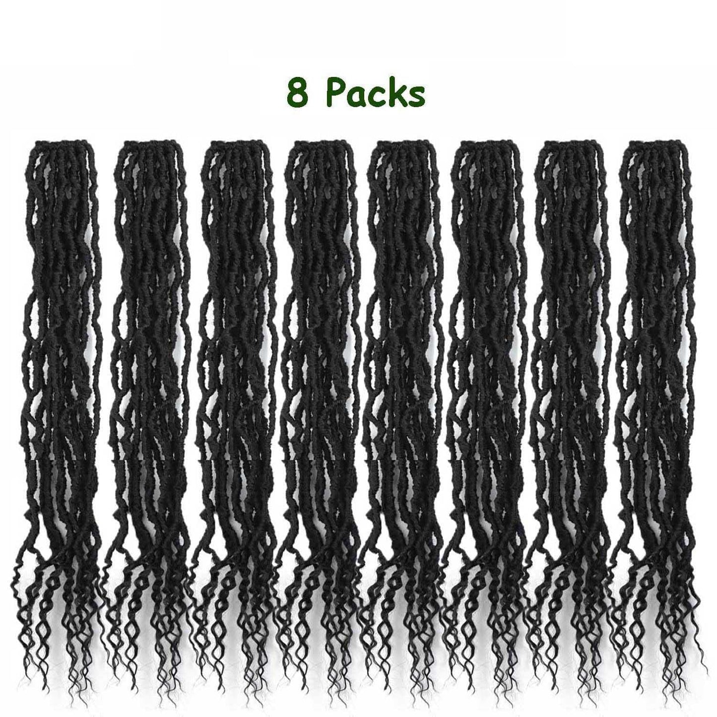 8 Packs 24 Inch Soft Locs With Curly Ends Faux Locs Crochet Hair Boho Braids Crochet Locs Hair for Women Crochet Dreads (24inch 8Pack 1B)
