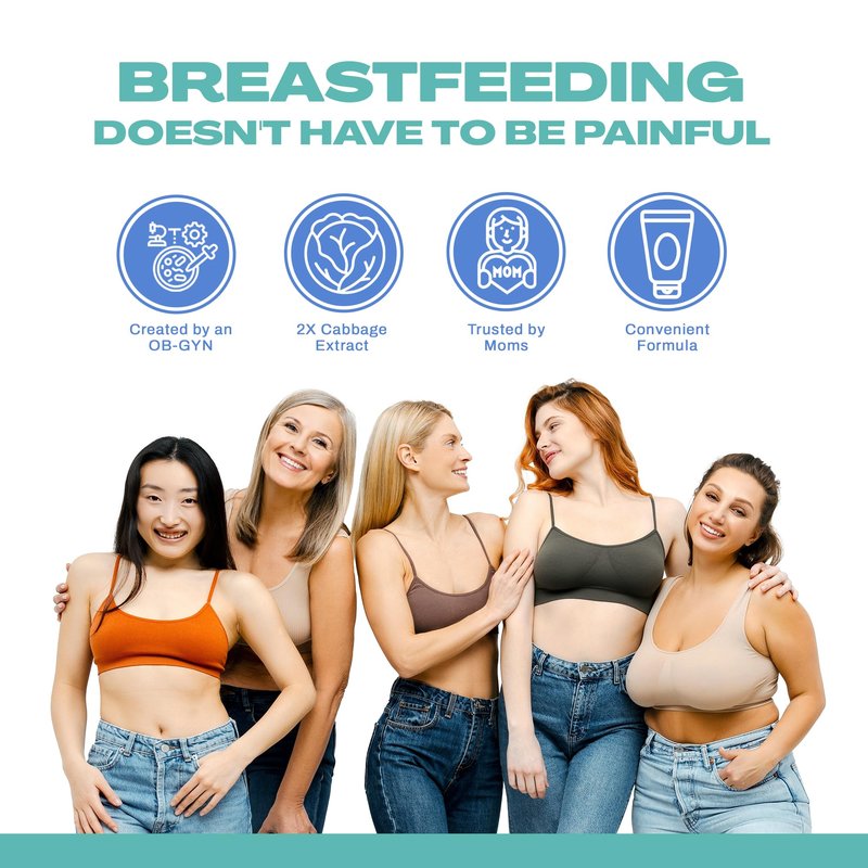 CaboCréme Extra Strength Cabbage Breast Cream - 2X Strength for Engorgement Relief & Breastfeeding Weaning Support - Dry Up Breast Milk - OB-GYN Created & Breastfeeding Mother-Approved - 2 oz, 2-Pack