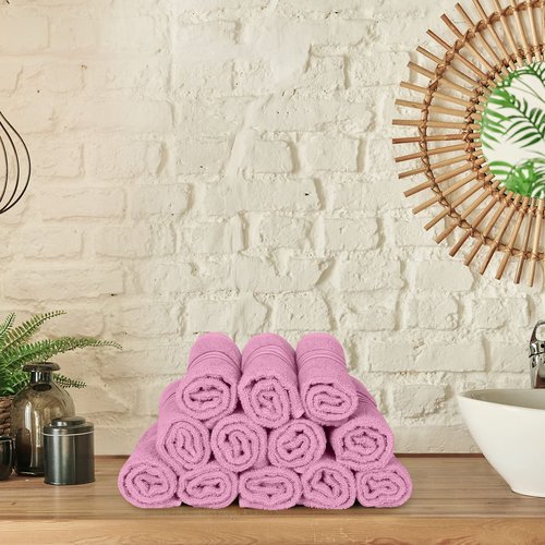 Utopia Towels 12 Pack Premium Wash Cloths Set (12 x 12 Inches) 100% Cotton Ring Spun, Highly Absorbent and Soft Feel Washcloths for Bathroom, Spa, Gym, and Face Towel (Pink)