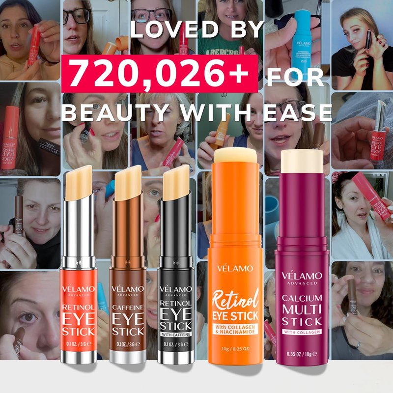 VELAMO ADVANCED Retinol Under Eye Balm Stick - Korean Eye Cream for Dark Circles, Puffiness, Eye Bags, Wrinkles & Fine Lines - 8-IN-1 Formula with Collagen, Niacinamide, Peptides & Hyaluronic Acid