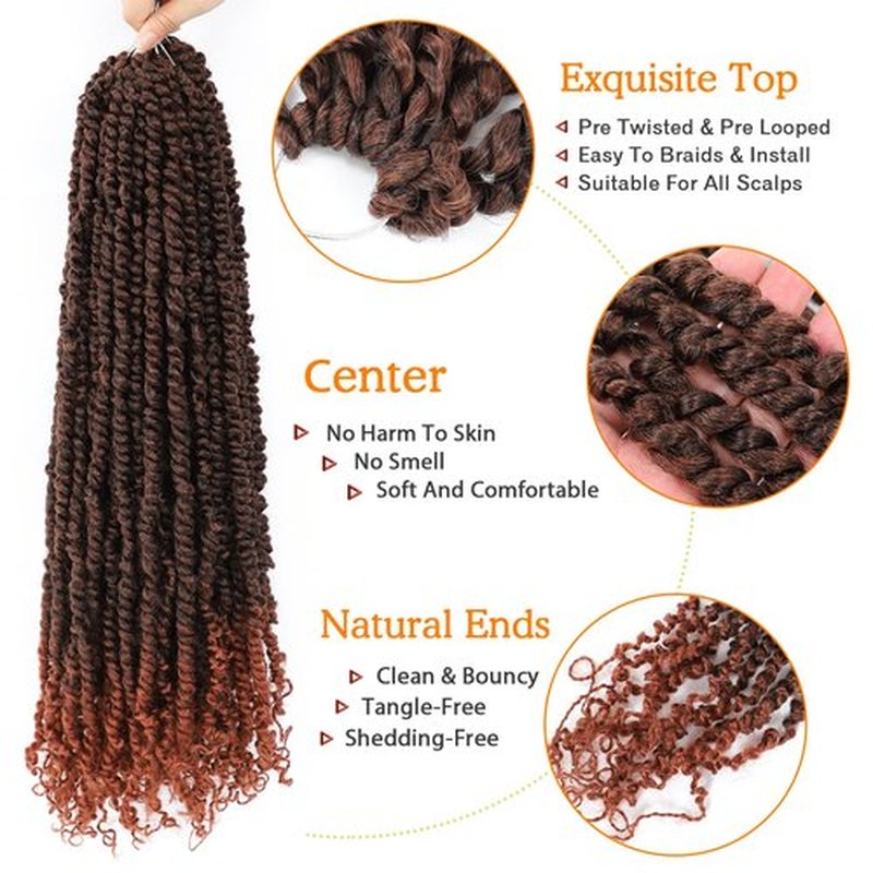 Karida Passion Twist Hair 30 Inch 7 Packs Long Pre Twisted Passion Twist Crochet Hair For Black Women Pre Looped Curly Crochet Passion Twist Braiding Hair Extensions (30 Inch, T350#)