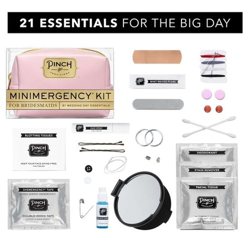 Pinch Provisions Minimergency Kit for Bridesmaids, Includes 21 Emergency Wedding Day Must-Have Essentials, Perfect Bridal Shower and Bridesmaids Proposal Gift, Pink Patent Leather