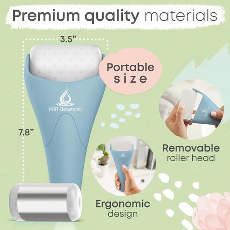 PUR Botanicals - Arctic 2-in-1 Set Cryotherapy Ice Roller for Face Wrinkles Massager - Skin Care Tool for Puffiness - Cooling Ice Facial Eye Skin Roller - Reduce Puffiness and Relief Migraine Pain