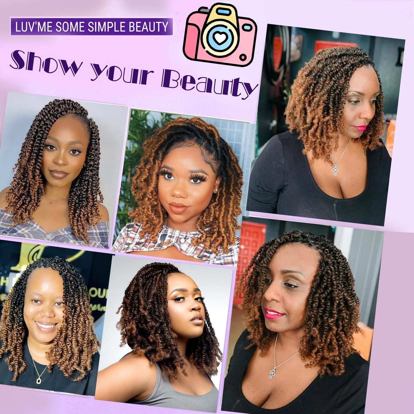 Ombre Brown Afro Twist Hair 12 Inch Marley Hair 8 Packs Cuban Twist Hair Pre Fluffed Spring Twist Hair Extension for Twisting Hair T30 Springy Afro Kinky Twist Braiding Hair for Soft Locs