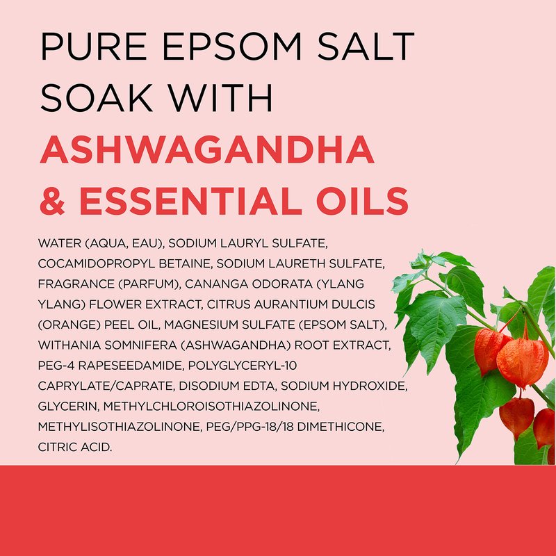 Dr Teal's Foaming Bath with Pure Epsom Salt, Ashwagandha, 34 fl oz (Pack of 4)