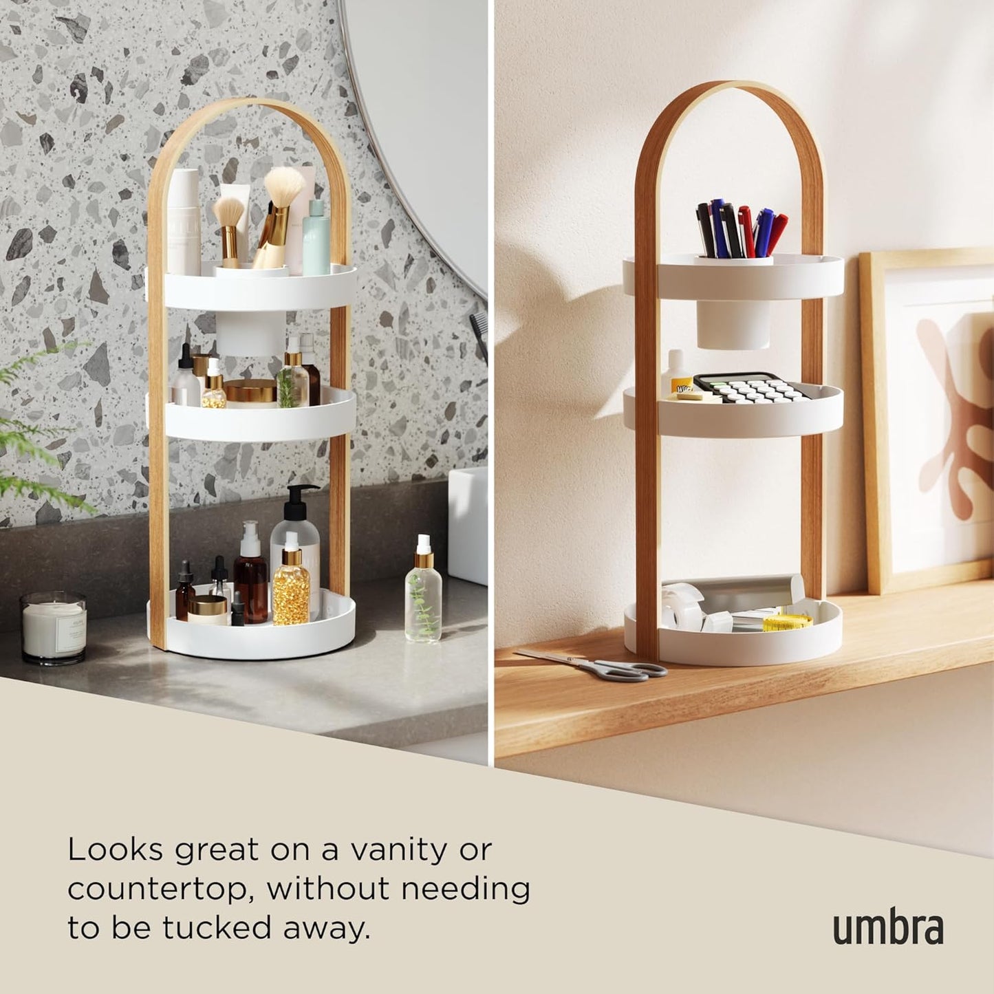 Umbra Bellwood Cosmetic Organizer, (50.2x19.5x19.3cm), White/Natural
