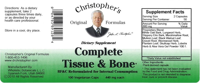Complete Tissue & Bone Formula - Herbal Support for Bones & Connective Tissue | 100 Veg Caps