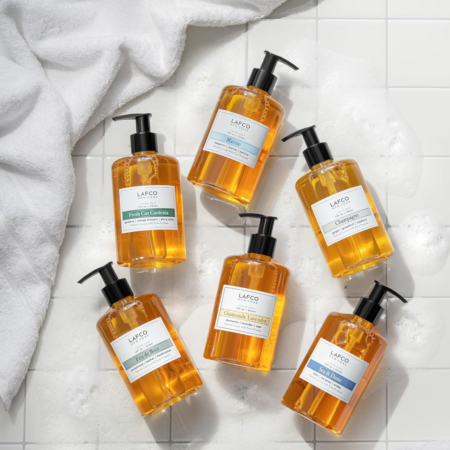 LAFCO New York Liquid Soap, Marine - 12 oz - Regenerates, Protects & Moisturizes - All Skin Types - Hypoallergenic, Synthetic Free & Cruelty Free - Made in Italy