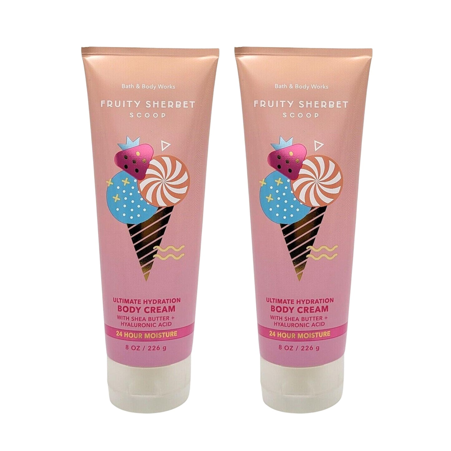 Bath & Body Works Ultimate Hydration Body Cream (Fruity Sherbet Scoop), 8 Ounce (Pack of 2)