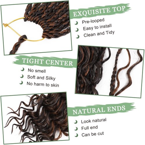 Eerya 8 Packs Boho Box Braids Crochet Hair for Black Women 10 Inch Goddess Box Braids Pre-looped Bohemian Crochet Box Braids With Curly Ends Synthetic Crochet Hair Extensions (10 inch, P4/30)
