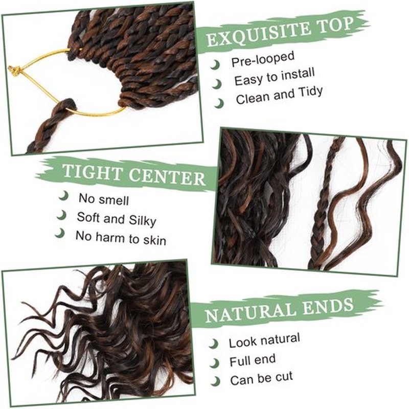 Eerya 8 Packs Boho Box Braids Crochet Hair for Black Women 10 Inch Goddess Box Braids Pre-looped Bohemian Crochet Box Braids With Curly Ends Synthetic Crochet Hair Extensions (10 inch, P4/30)
