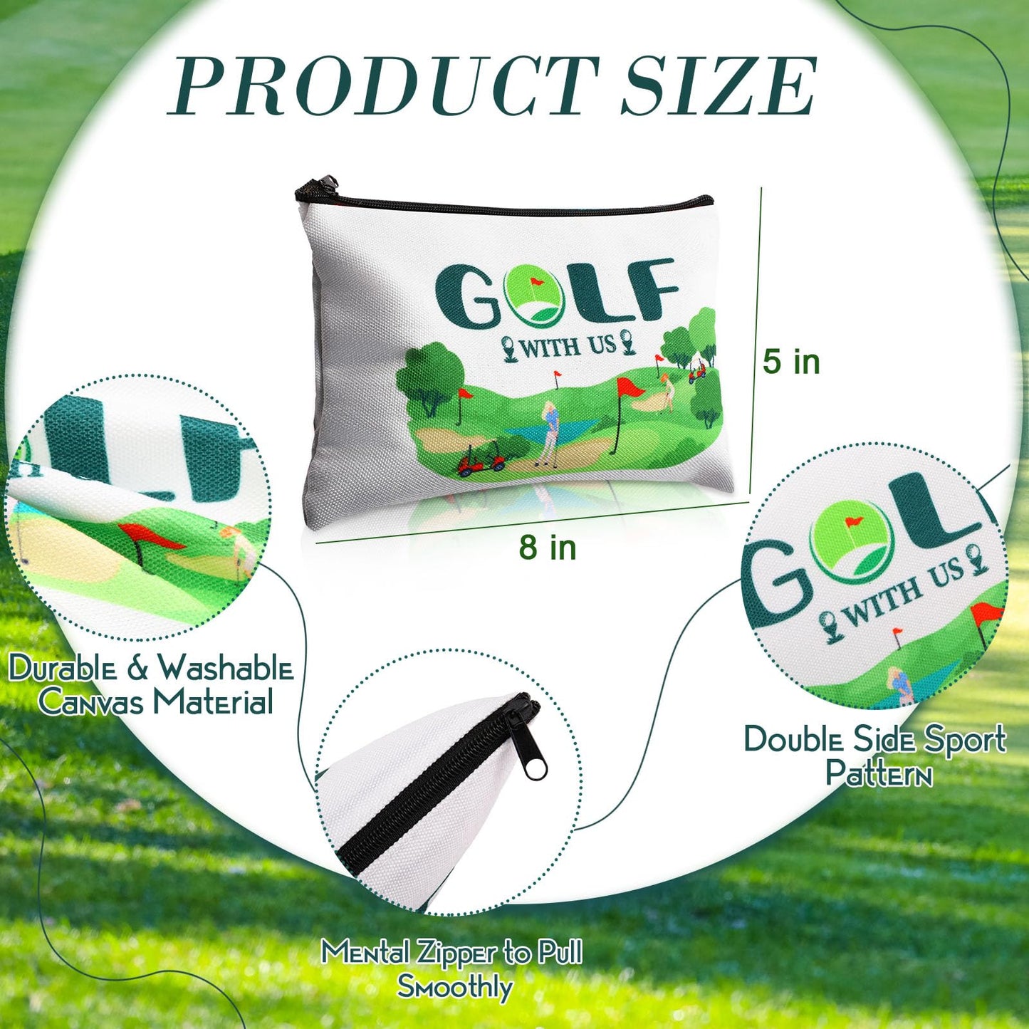Eccliy 20 Pcs Golf Makeup Bag Golfer Cosmetic Bag Canvas Gifts Golf Accessories for Girls Toiletry Pouch with Zipper for Women Team Party