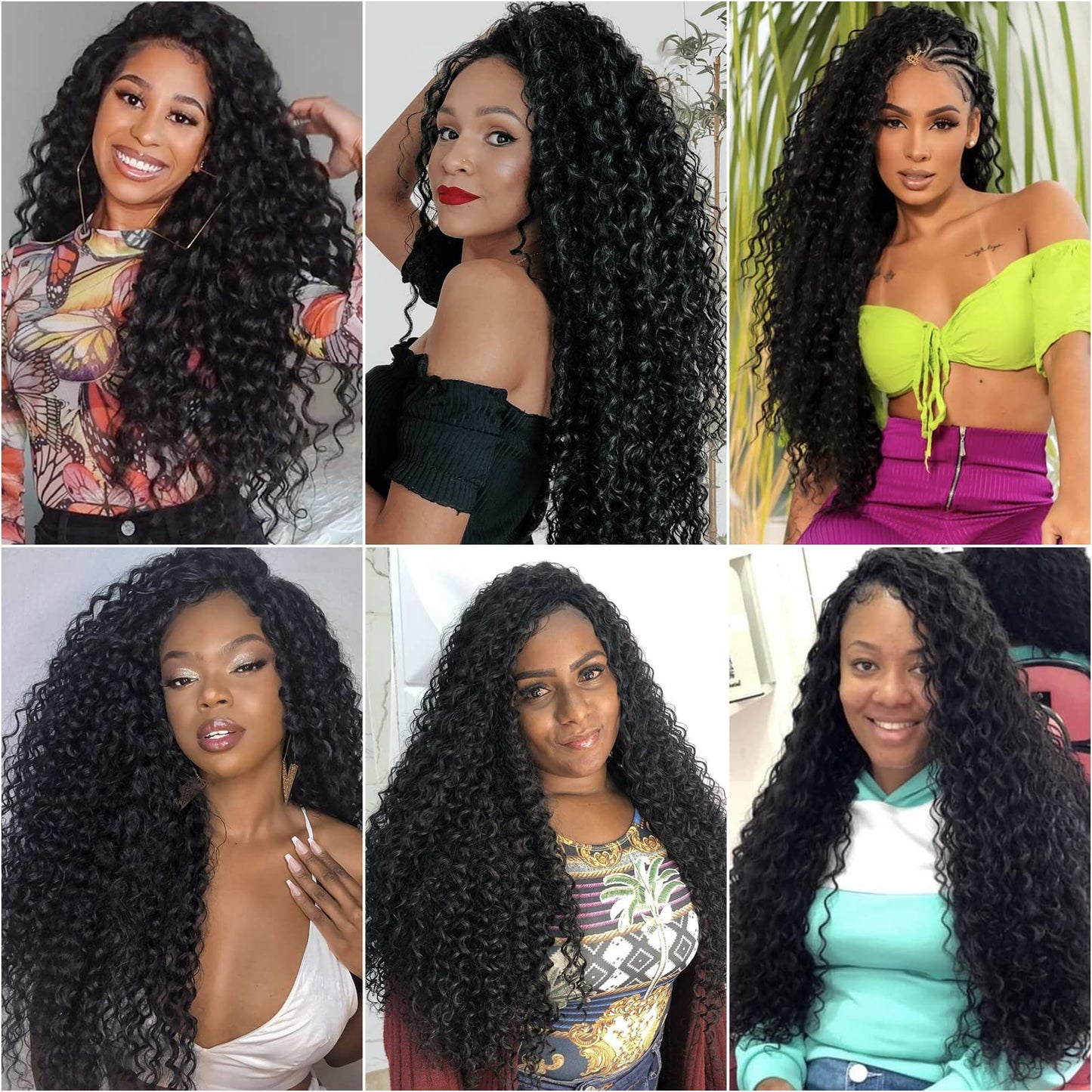 GoGo Curl Crochet hair 24inch Water Wave Crochet hair Natural Black Synthetic Bohemian Crochet Braid Deep Wave Braiding hair Extensions(5Packs,1B)