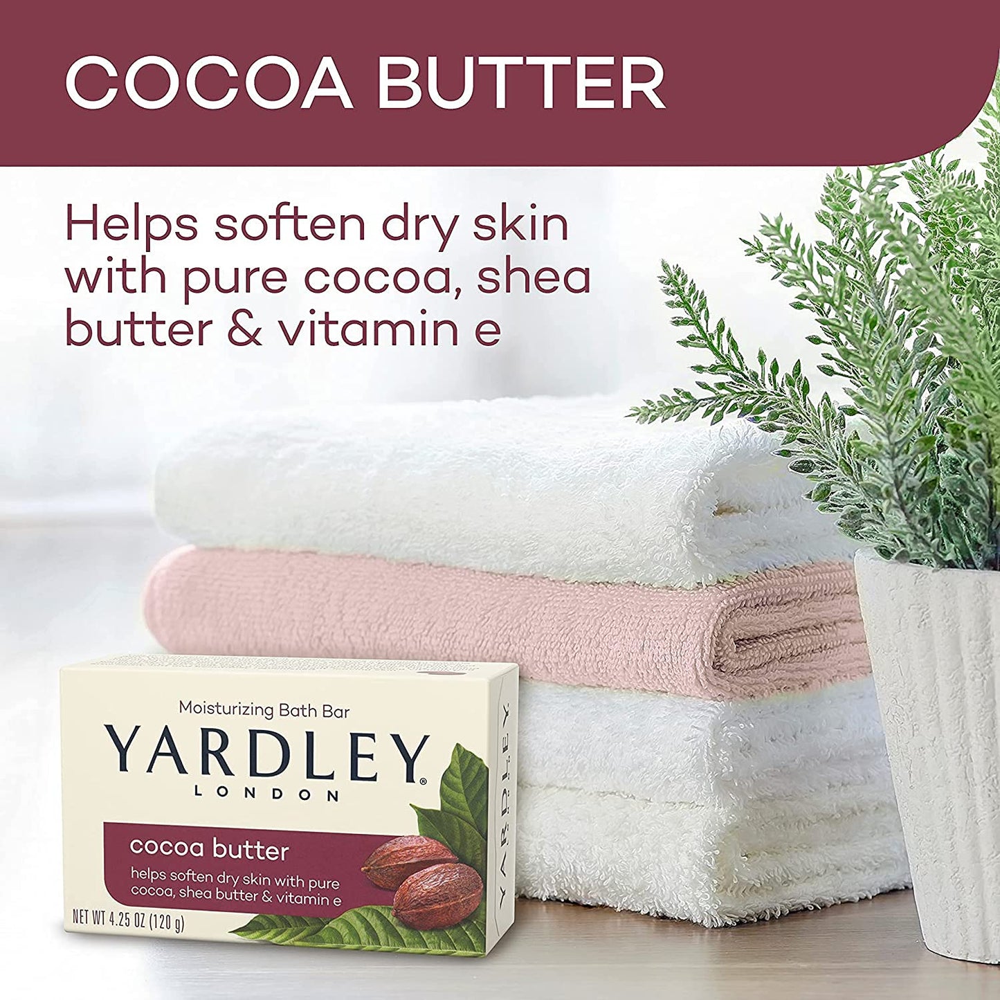 Cocoa Butter Moisturizing Bath Bar - Yardley London, 4 oz (Pack of 12)