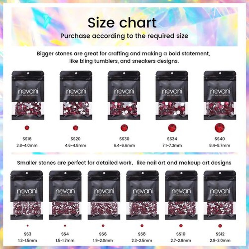 Dark Red Flatback Rhinestones for Crafts Glass Nail Rhinestones Nail Gems Crystals Non Hotfix Rhinestones for Makeup Bags Shoes Decoration DIY(SS20,1440pcs)