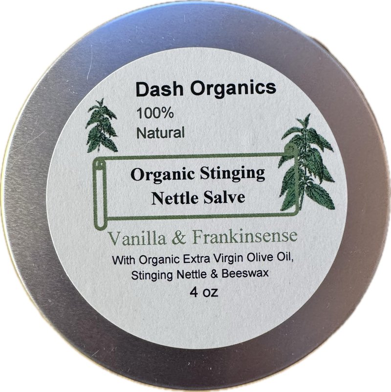 Organic Stinging Nettle Salve | 4 oz | Stinging Nettle Ointment | Vanilla & Frankincese Scented | Balm
