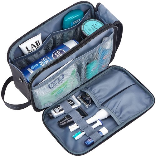 ZEEMO Toiletry Bag for Men, Water-resistant Dopp Kit with Large Capacity for Toiletries and Shaving Accessories, Travel Toiletry Organizer Case, Black