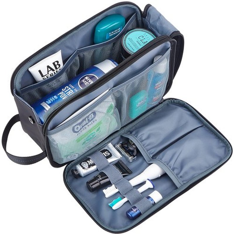 ZEEMO Toiletry Bag for Men, Water-resistant Dopp Kit with Large Capacity for Toiletries and Shaving Accessories, Travel Toiletry Organizer Case, Black