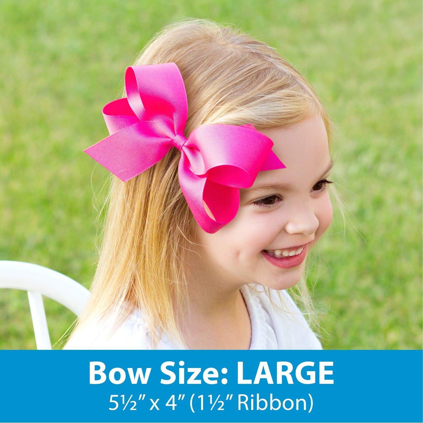 Wee Ones Girls' Classic Grosgrain Hair Bow on a Wrapped Headband, Stylish For All Hair Types, Small King Bow, Hot Pink