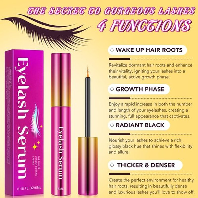Lash Serum - 5ml Rapid Eyelash Growth Serum,eyelash serum,Lash Serum for Eyelash Growth Thickness, Stronger, Healthier Lashes & Brows, Vegan & Cruelty-Free