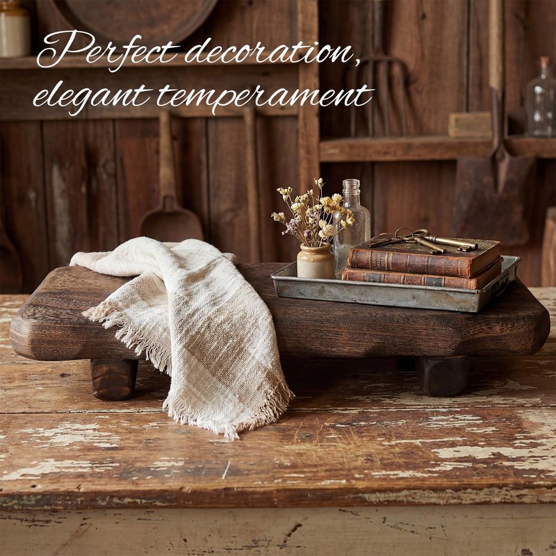 Briwooody 22 x 9 Inch Decorative Found Wood Board Farmhouse Wood Riser Pedestal Stand for Kitchen Bathroom Counter, Rustic Wooden Board for Plant, Jewelry, Vanity, Candle