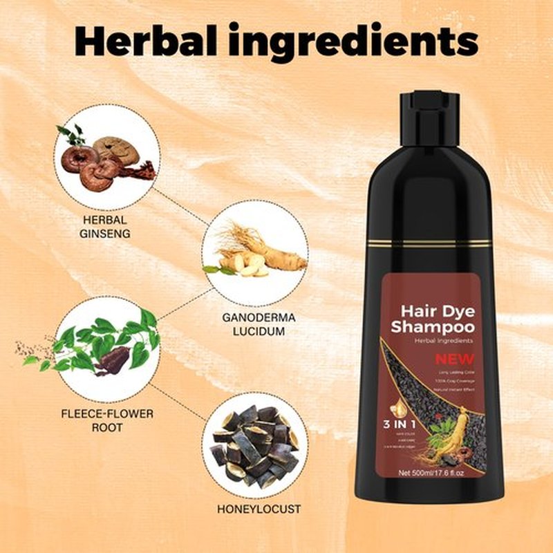 Dark Brown hair dye shampoo 3 in 1 Hair Color Shampoo for Gray Hair Instant (Dark Brown)