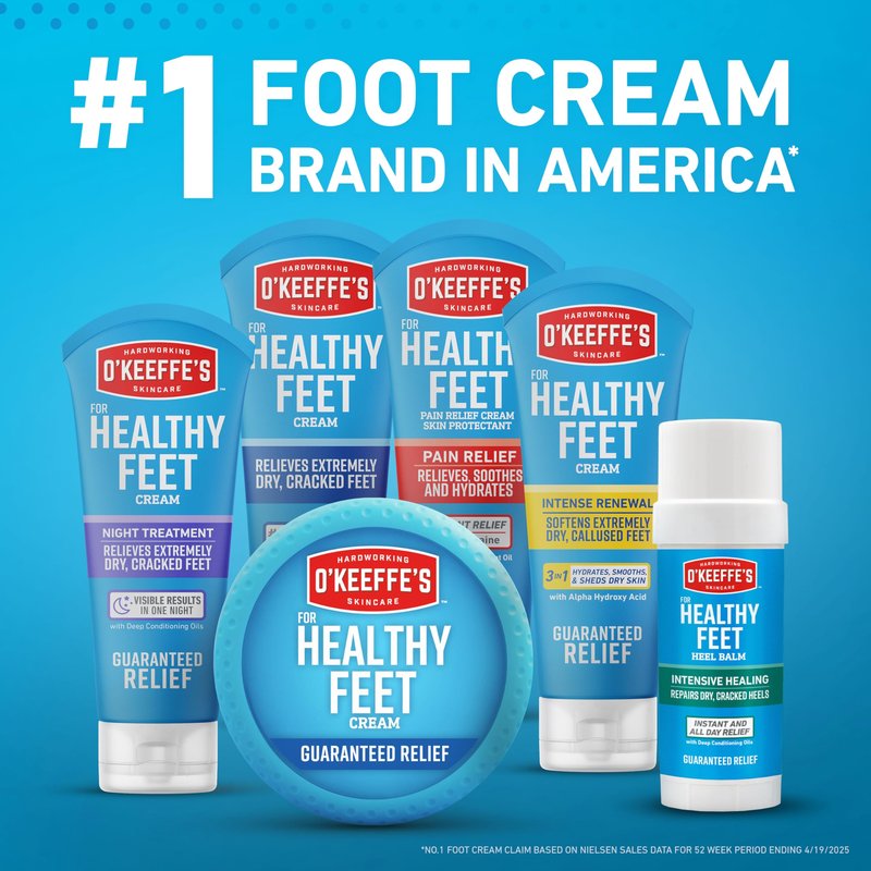 O’Keeffe’s for Healthy Feet Heel Repair Kit with Urea & Lactic Acid – (1 Pair) Reusable Foot Sleeves + 3 oz. Intense Renewal Foot Cream, Exfoliates & Softens Dry Heels