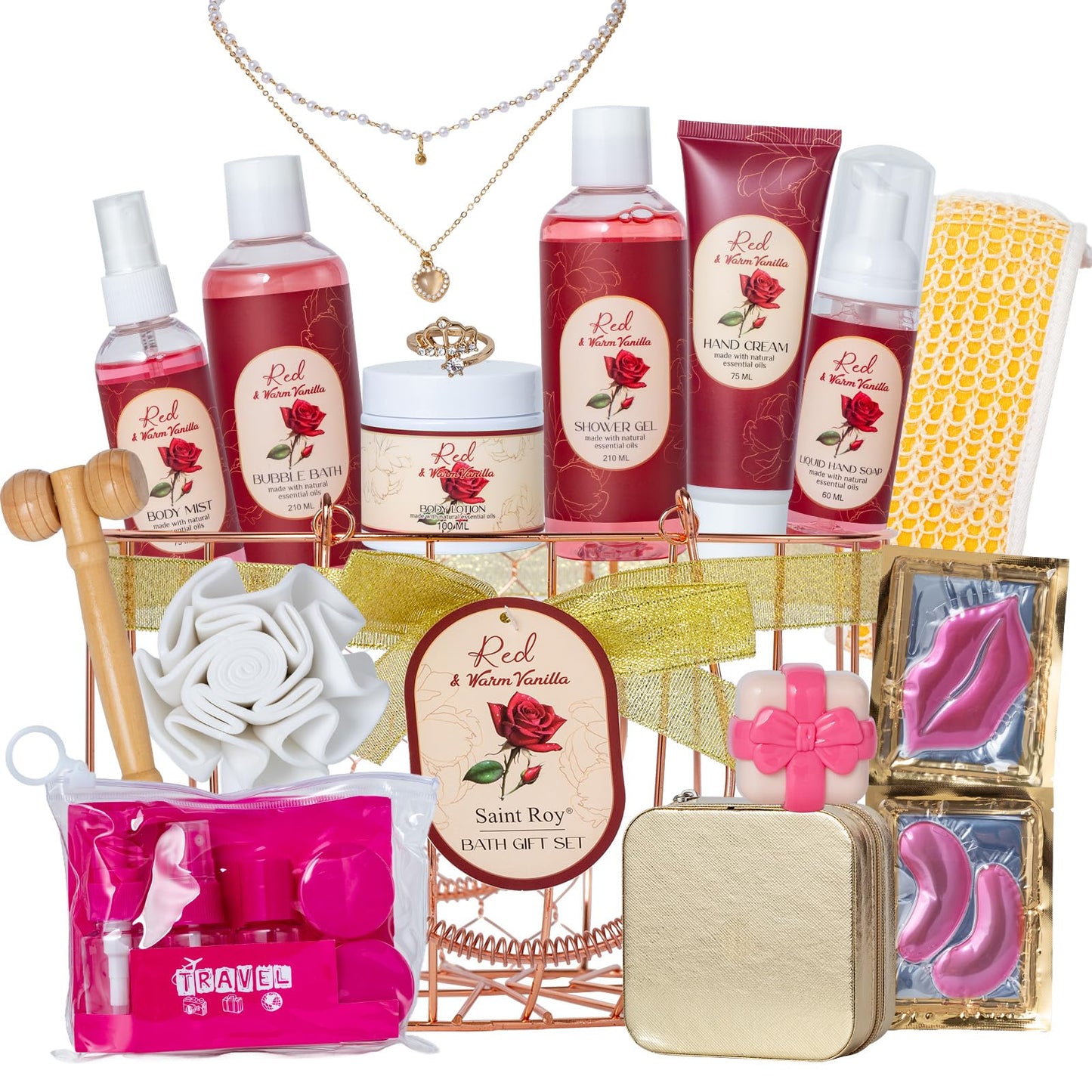 Vanilla Rose Beauty Skin Care Kit, 23Pcs Spa Bath and Body Gift for Women