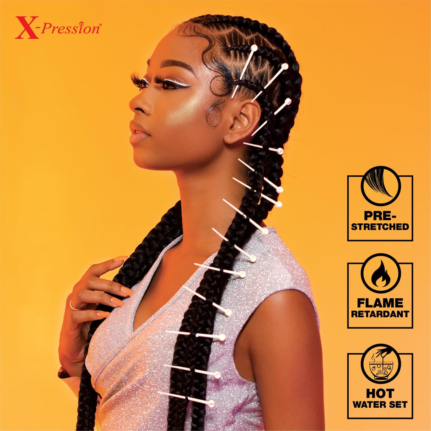 Sensationnel X-pression prestretched braiding hair - 3x braid 58 inch all kanekalon flame retardant synthetic braid for box braids and twists (4 pack, 4 MEDBROWN)