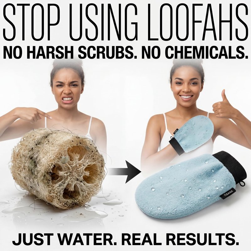 Exfoliating Glove for Shower – Dual-Sided Scrubber Mitt – Deep Exfoliation Washcloth Mittens – Dead Skin & Tan Remover for Body – Body & Face Exfoliator Loofah Wash Cloths for Showering (1-Pack)