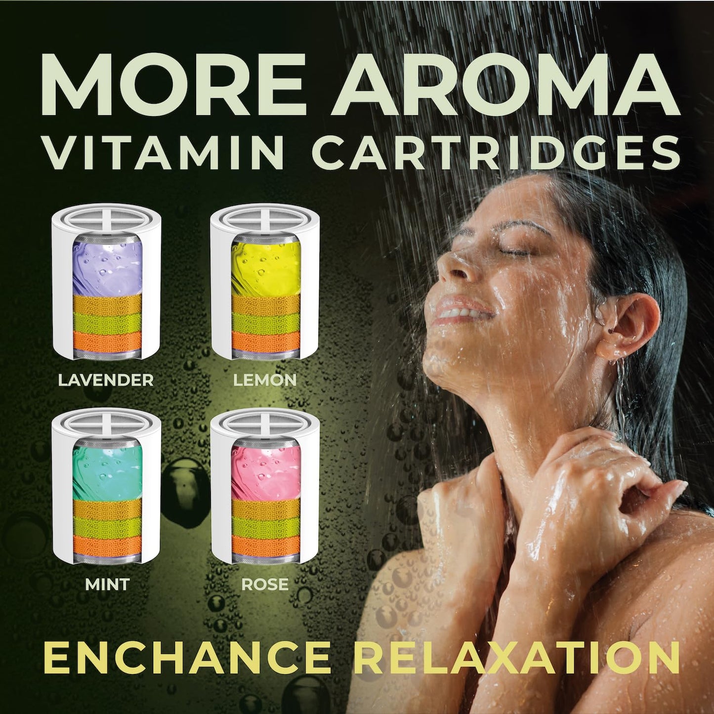 AquaHomeGroup Vitamin C+E+A Shower Filter Replacement Cartridge with Aroma Granules (Jasmine) - Reduces Chlorine, Supports Skin & Hair Health