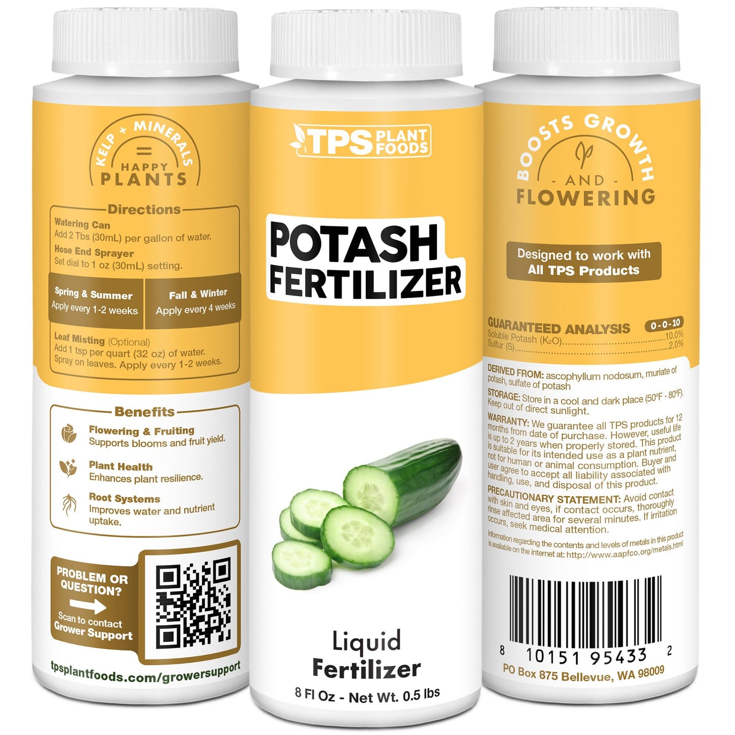 Potash Fertilizer – Liquid Potassium Supplement for More Blooms, Better Fruit & Stronger Plants, 8 oz