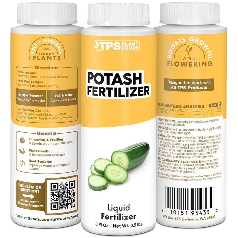 Potash Fertilizer – Liquid Potassium Supplement for More Blooms, Better Fruit & Stronger Plants, 8 oz