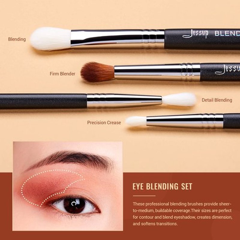 Jessup Eye Makeup Brushes Set Professional Blending Brush for Makeup Eyeshadow 13pcs Premium Synthetic Blender Brush Makeup Black T338