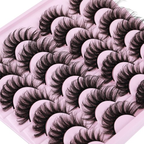 Mink Lashes Fluffy Russian Mink Lashes Extension 17mm Wispy False Eyelashes 6D D Curl Russian Strip Lashes Pack by Kiromiro