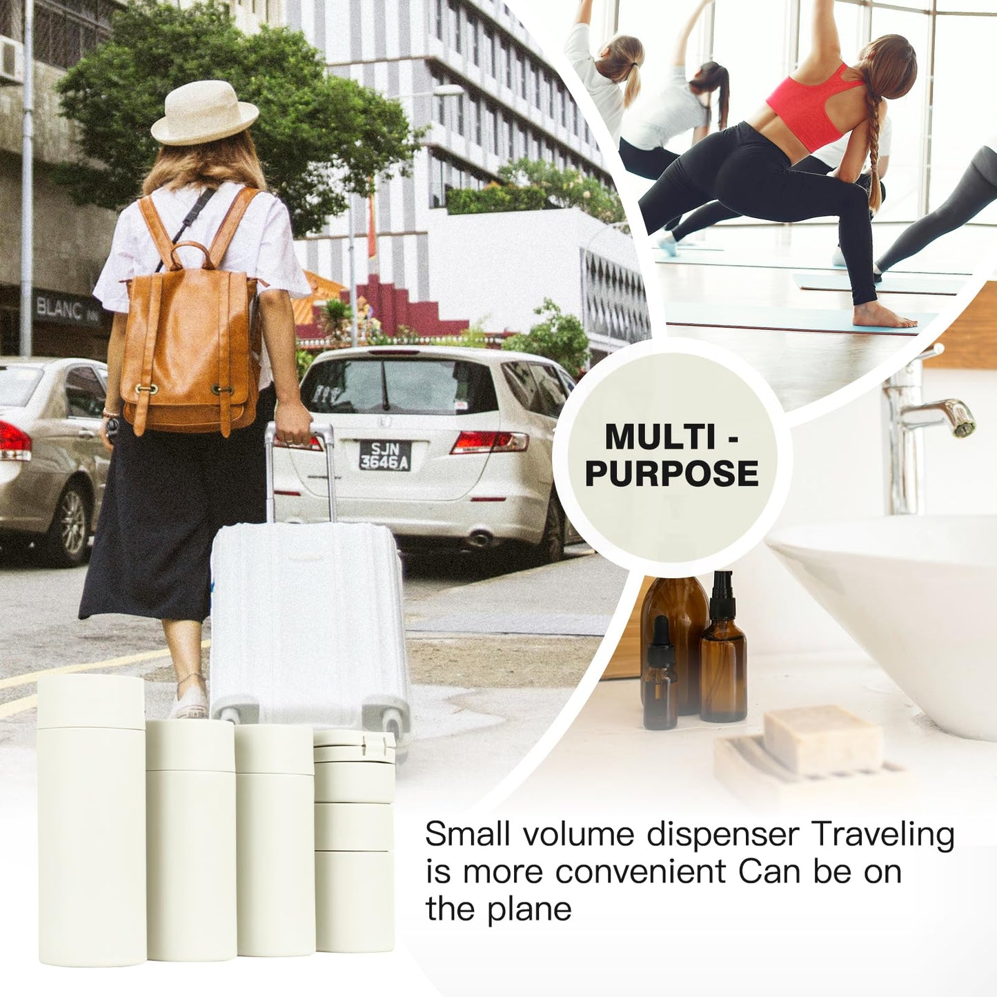 Travel Bottles for Toiletries, 5 Pack Travel Size Containers, TSA Approved Leak Proof Refillable Portable Travel Toiletry Bottles Set with Clear Toiletry Bag for Shampoo Conditioner, Lotion (White)