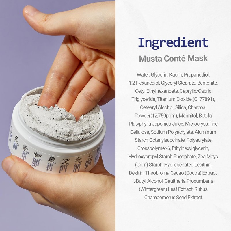 Torhop Musta Conte Mask - 1 Minute Pore Mask w/Charcoal Capsules, Finnish Birch Sap, Norwegian Cloudberry Extract & BHA - Whipped Clay Face Mask Skin Care to Refresh, Clarify & Smooth Skin (2.1 oz)